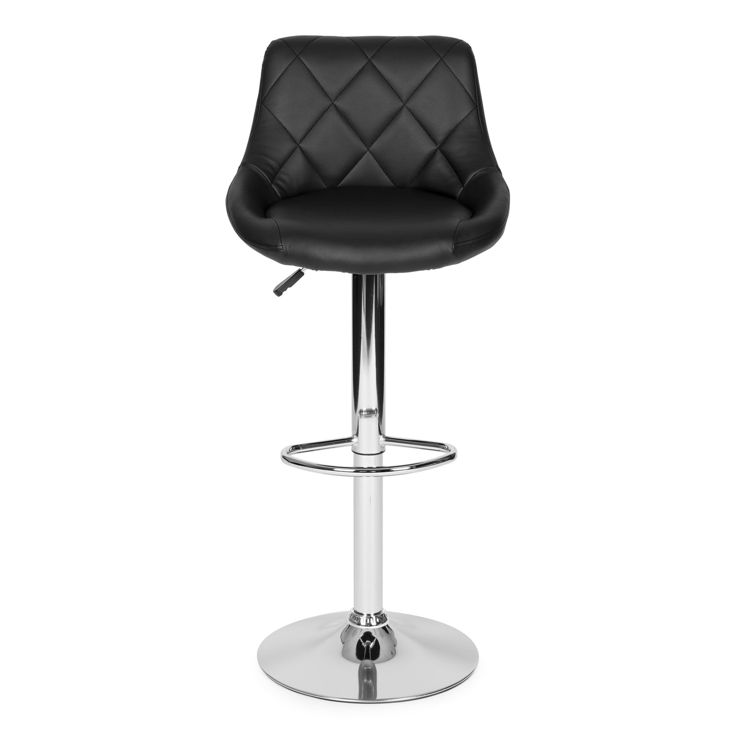 Bar stool, swivel footrest, height adjustable, chrome, eco-leather