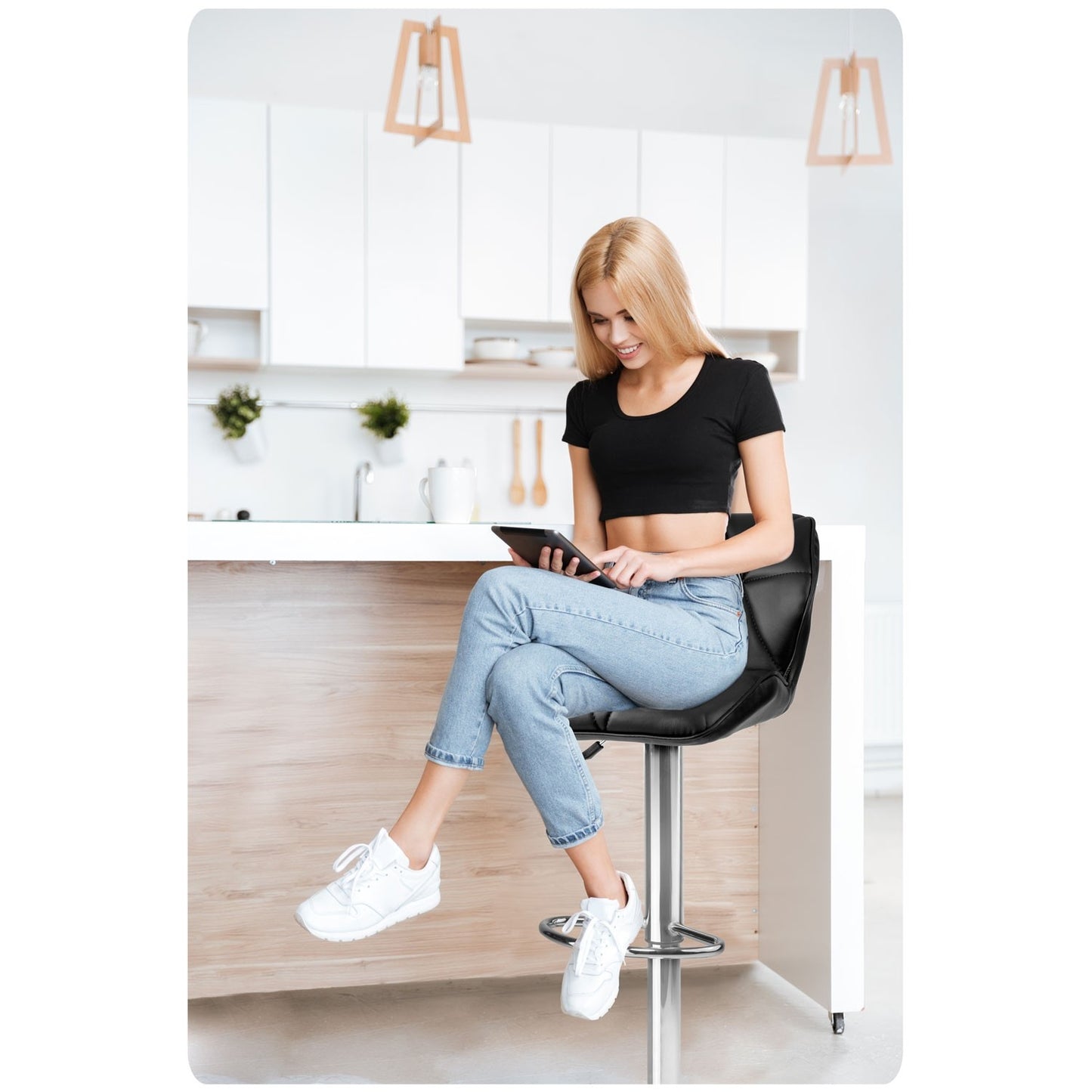 Bar stool with backrest Castel black - 2 pcs