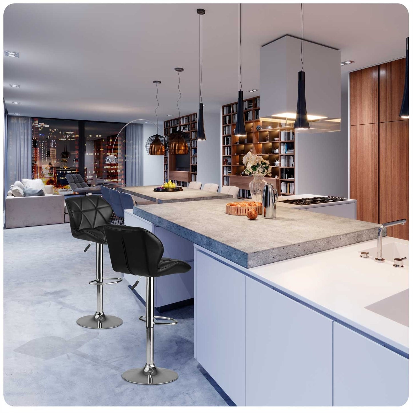 Bar stool with backrest Castel black - 2 pcs