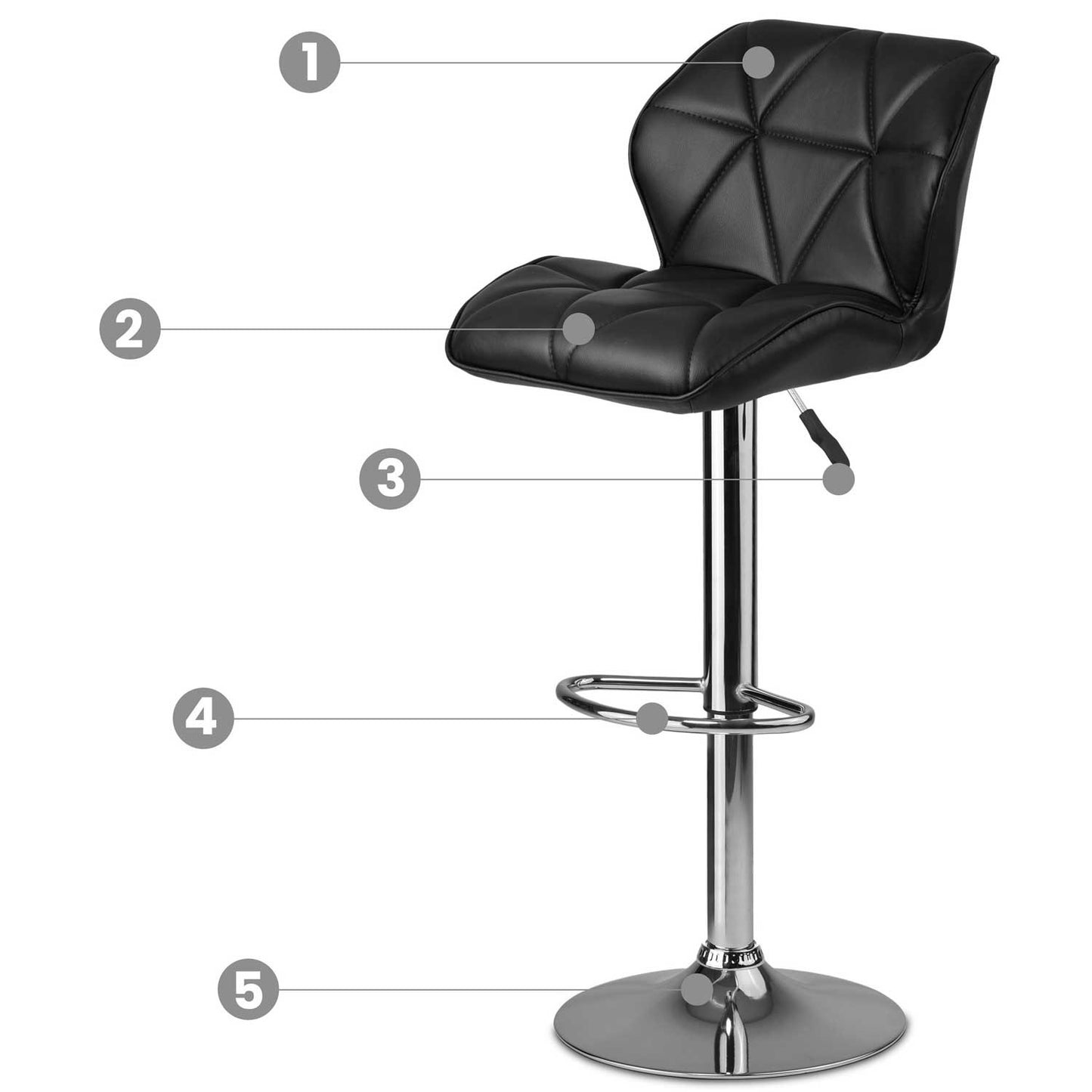 Bar stool with backrest Castel black - 2 pcs