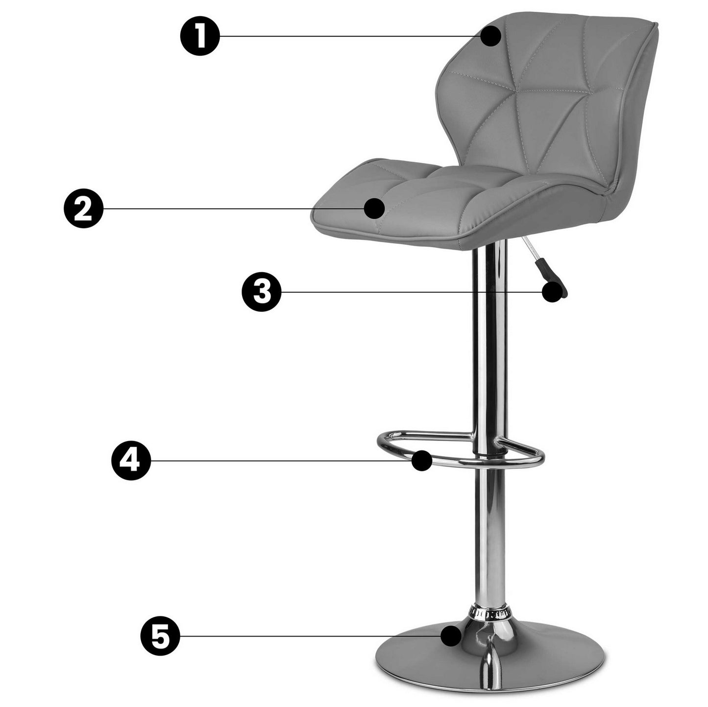 Bar stool with backrest Castel gray - 2 pieces