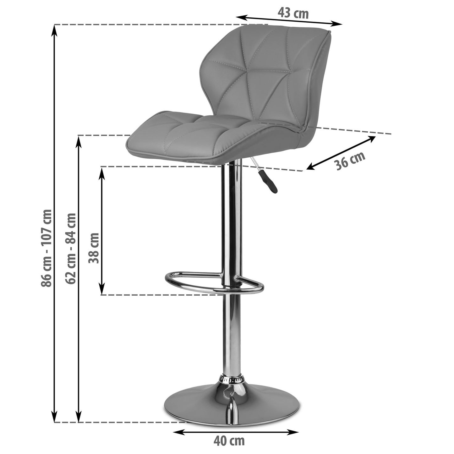 Bar stool with backrest Castel gray - 2 pieces