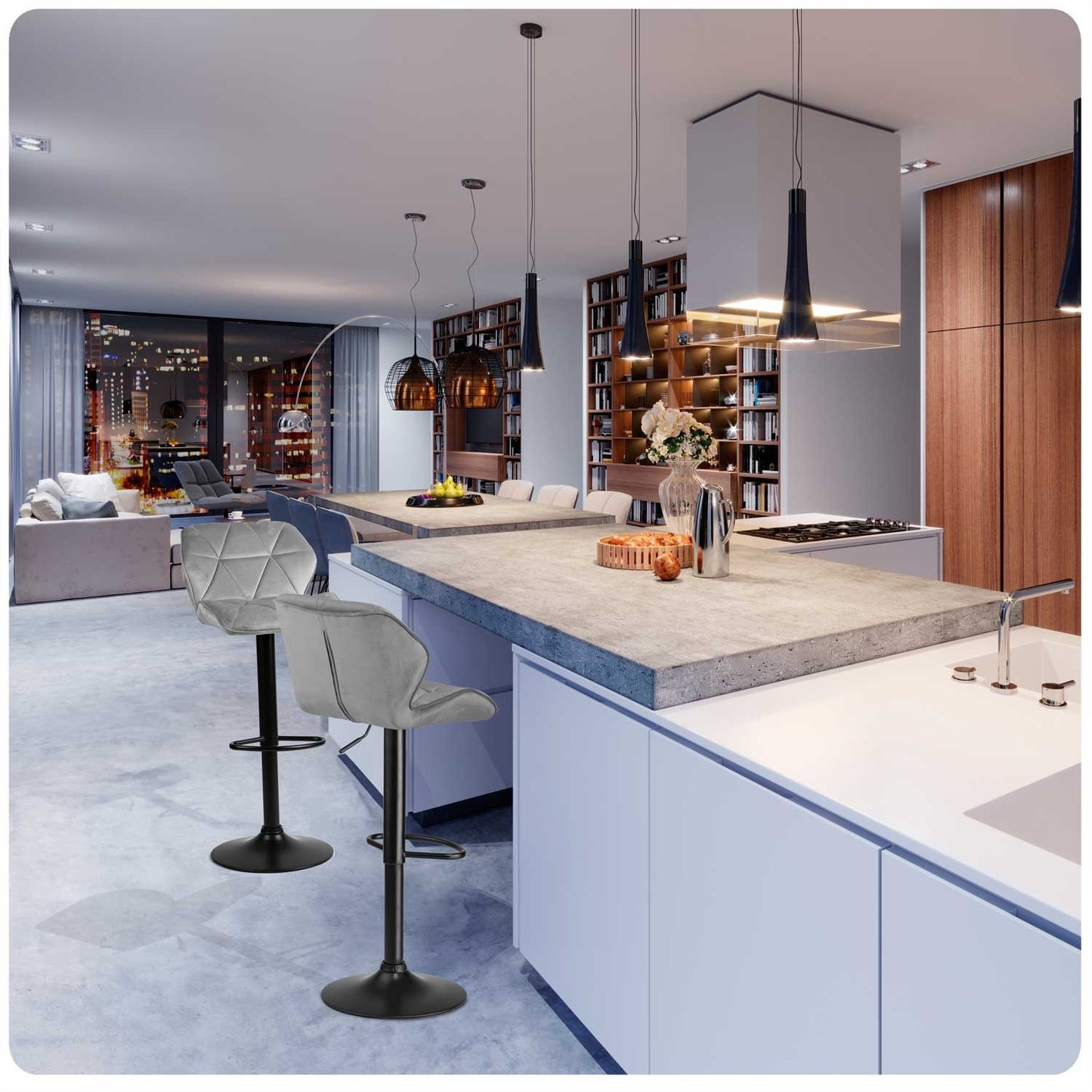 Bar stool with backrest Castel light gray - 2 pcs