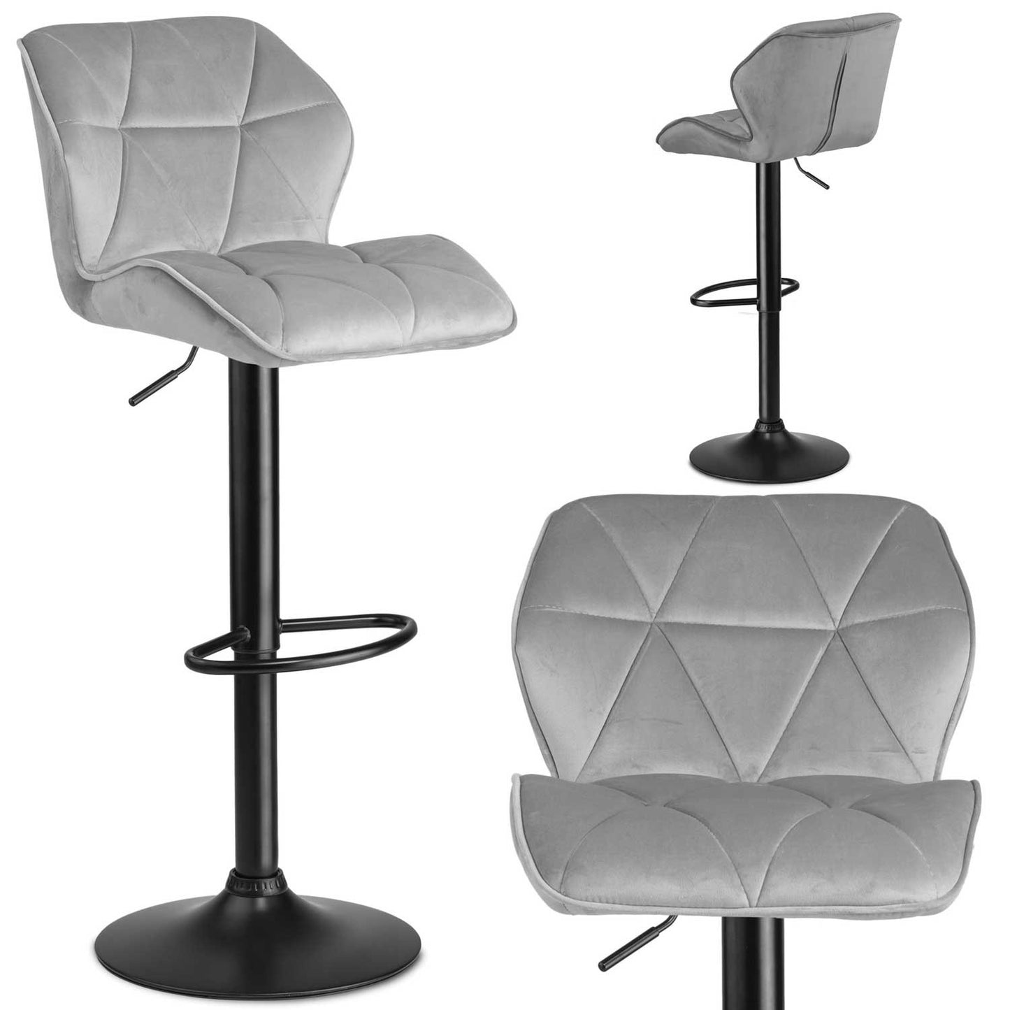 Bar stool with backrest Castel light gray