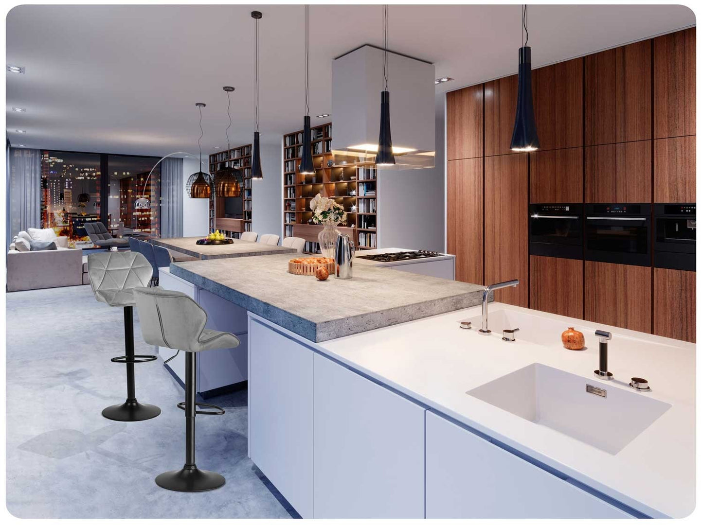 Bar stool with backrest Castel light gray