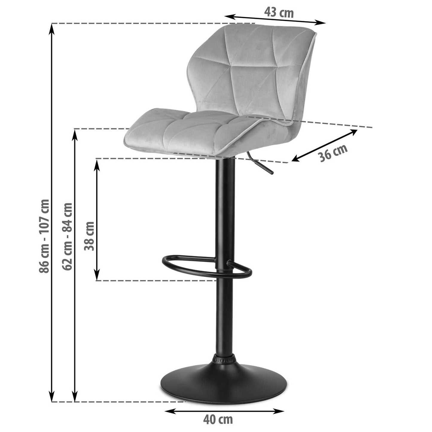 Bar stool with backrest Castel light gray