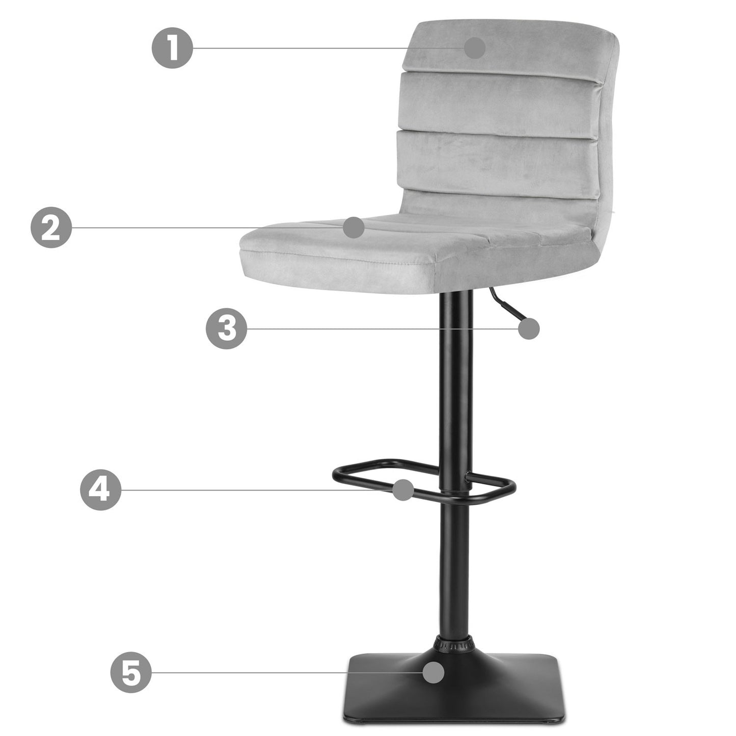 Bar stool with backrest Drava gray