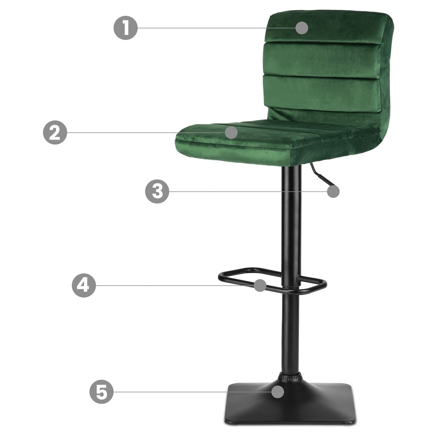 Bar stool with backrest Drava green