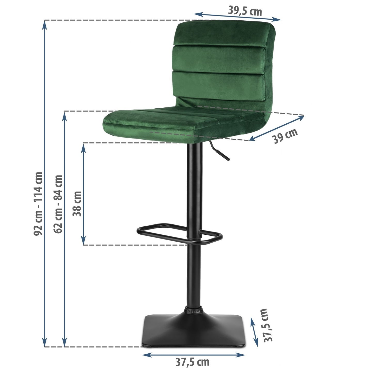 Bar stool with backrest Drava green