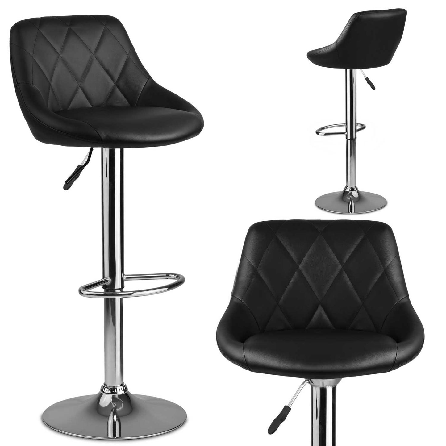 Bar stool with backrest Nerra black - 2 pieces