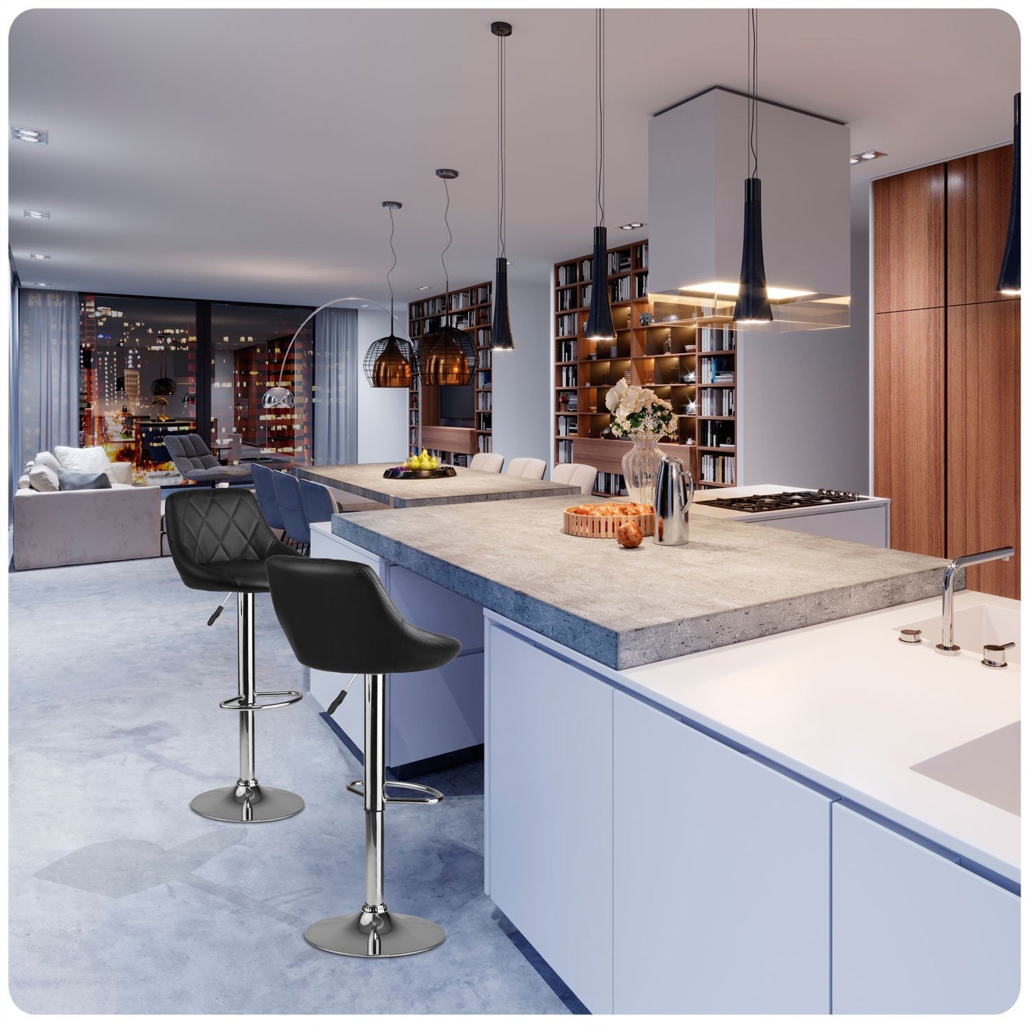 Bar stool with backrest Nerra black - 2 pieces