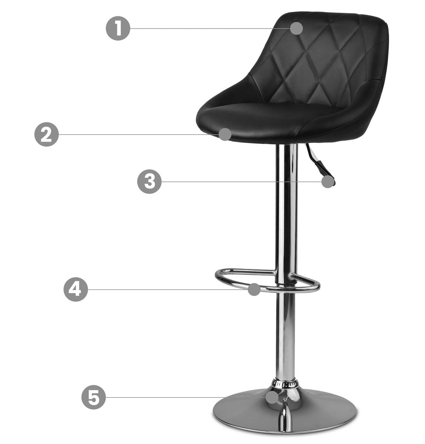Bar stool with backrest Nerra black - 2 pieces