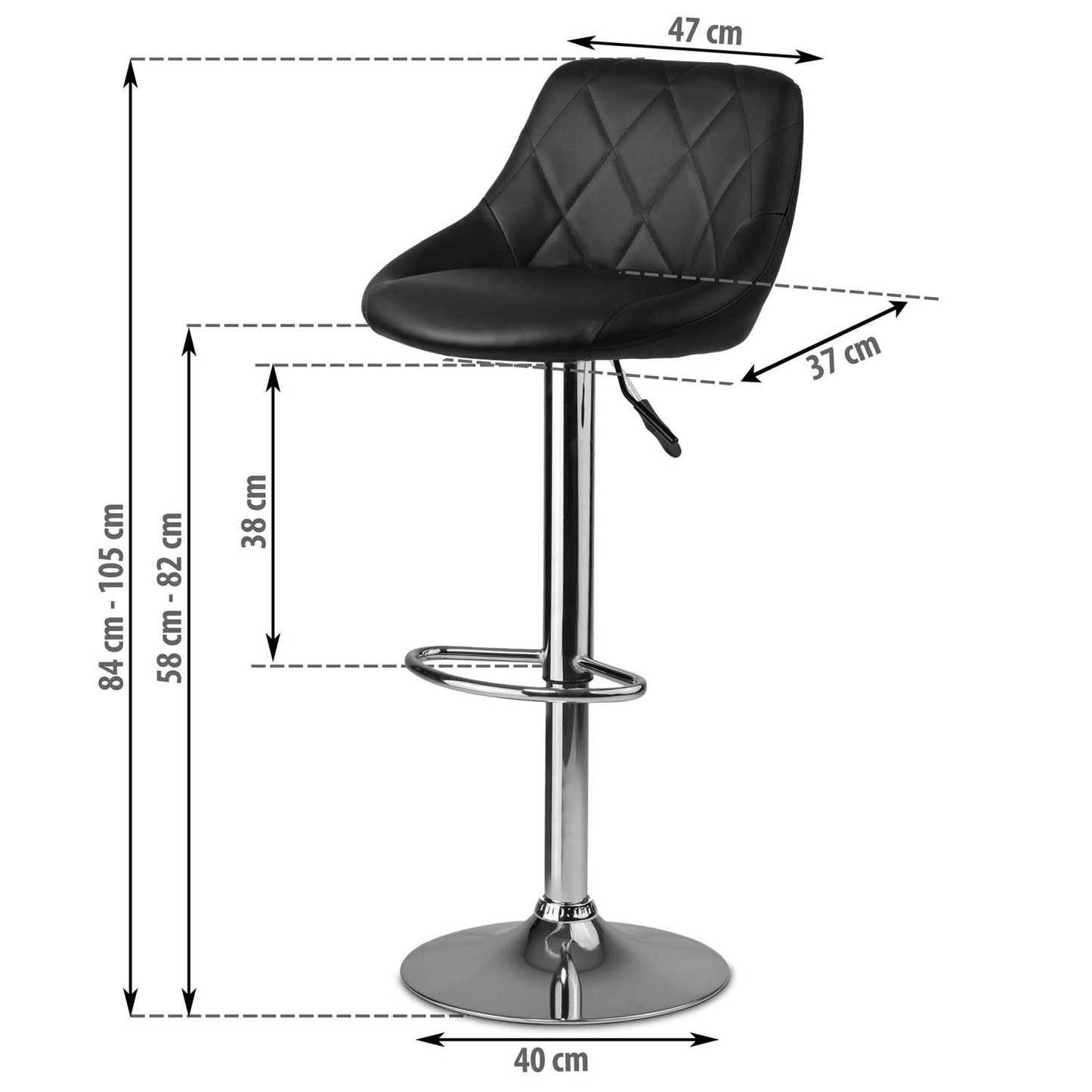 Bar stool with backrest Nerra black - 2 pieces