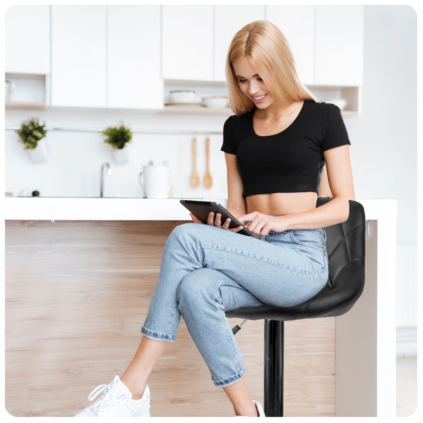 Bar stool with backrest Nerra black - 2 pieces