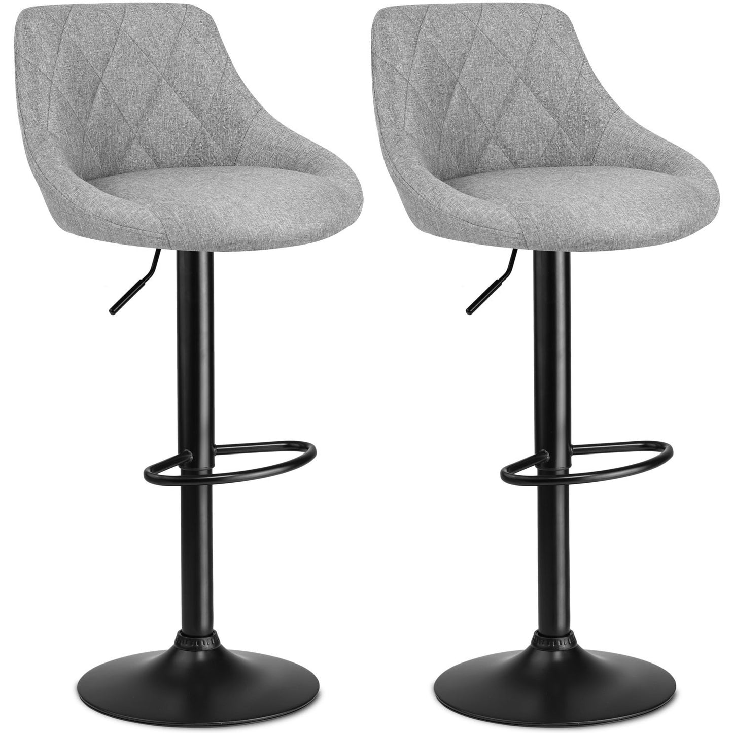 Bar stool with backrest Nerra fabric gray - 2 pcs