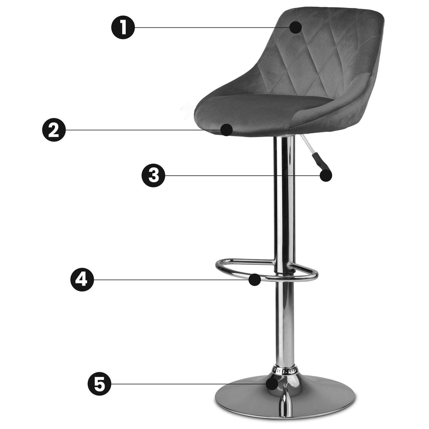 Bar stool with backrest Nerra gray