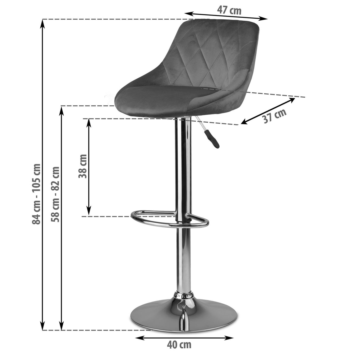 Bar stool with backrest Nerra gray