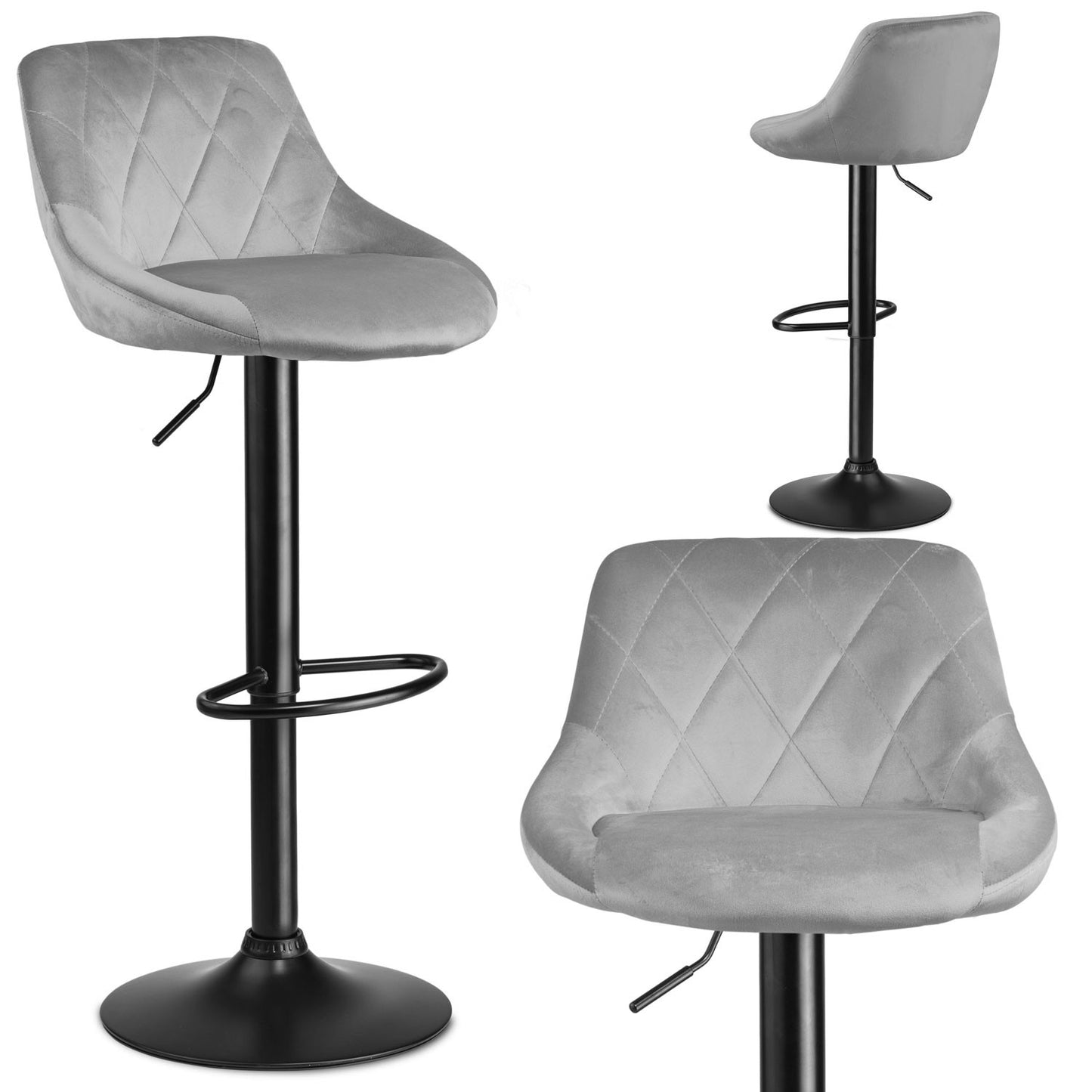 Bar stool with backrest Nerra light gray