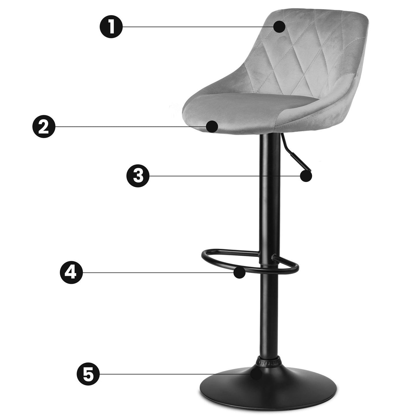 Bar stool with backrest Nerra light gray