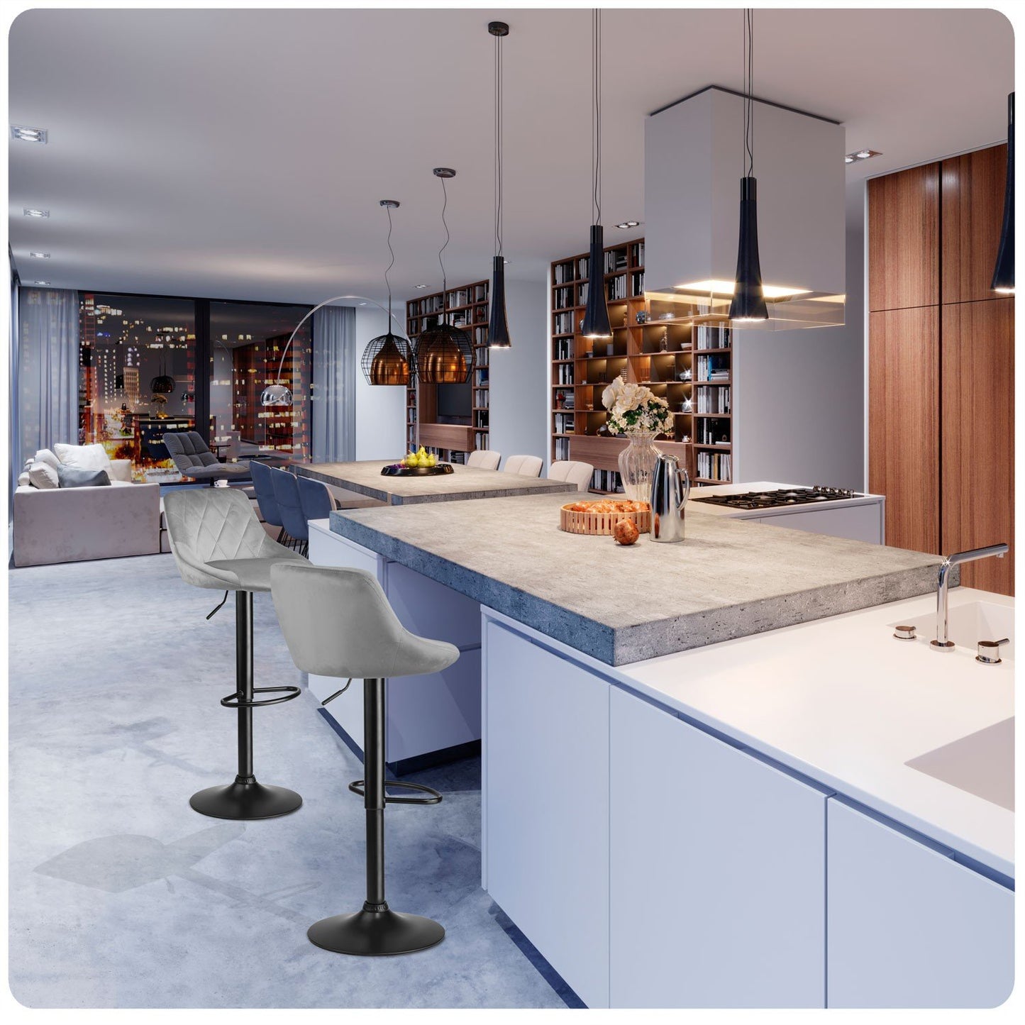 Bar stool with backrest Nerra light gray