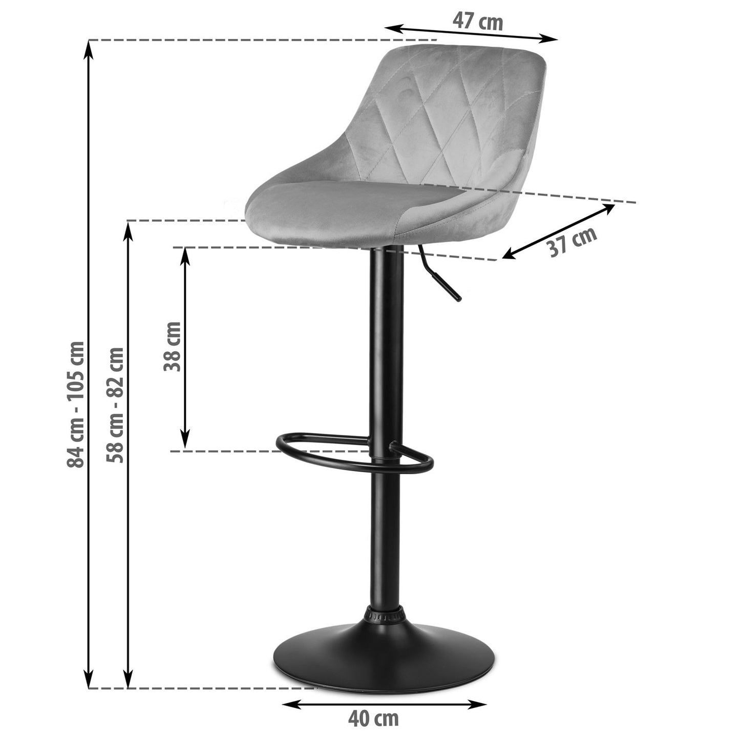 Bar stool with backrest Nerra light gray