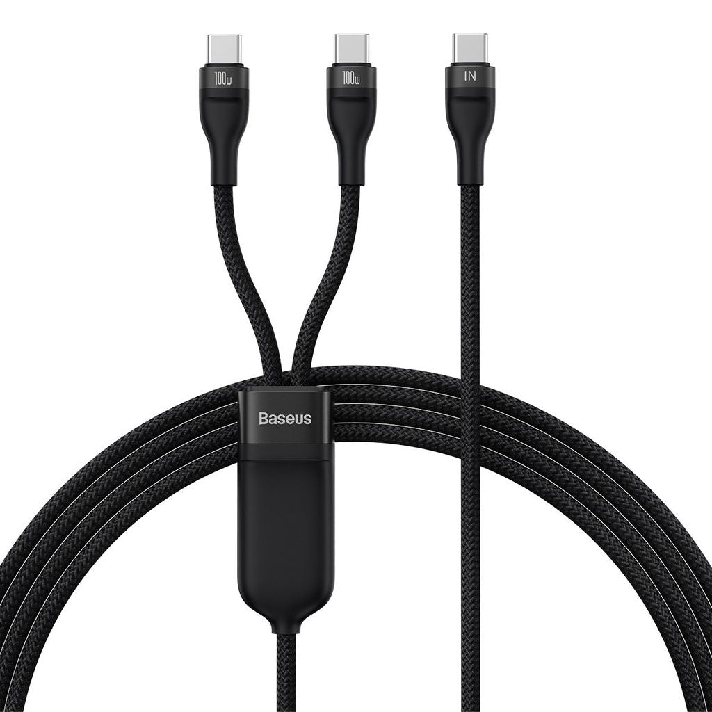 Baseus 2-in-1 USB-C to dual USB-C Cable, 100W, 1.5m - Black