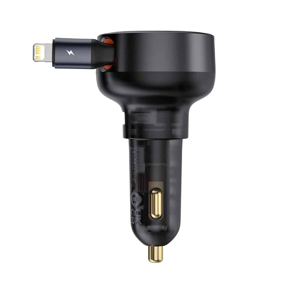 Baseus Car charger 55W with built-in lightning cable - Black