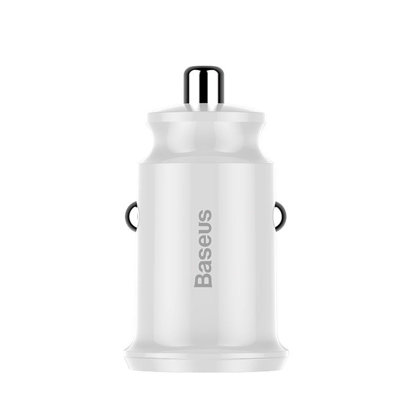 Baseus Grain Car Charger Dual-USB 3.1A 12/24V - White