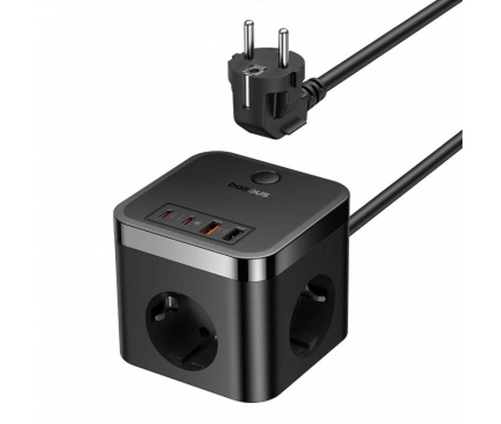 Baseus PowerCombo Cube Wall charger, 4000W, 2x USB-A, 2x USB-C, 3x EU plug