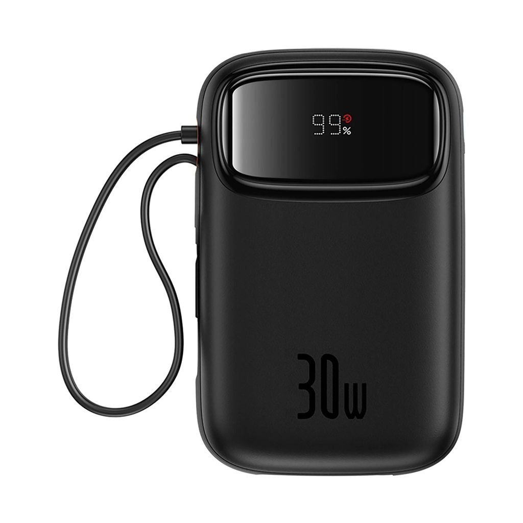 Baseus QPow 2 Powerbank with Built-in USB-C Cables, 30W, 10000 mAh - Black