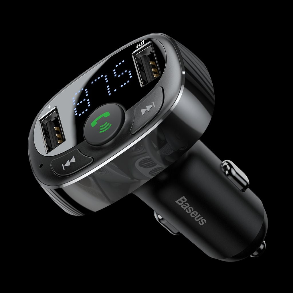Baseus S-09A T-shaped Bluetooth FM Transmitter/Car Charger - Black