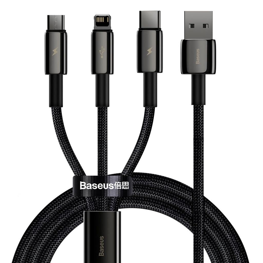 Baseus Tungsten 3 in 1 Cable, 1.5m - Black