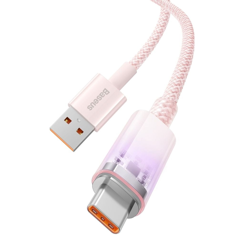Baseus USB-A to USB-C Cable, 100W, 480mbps, 1m - Pink