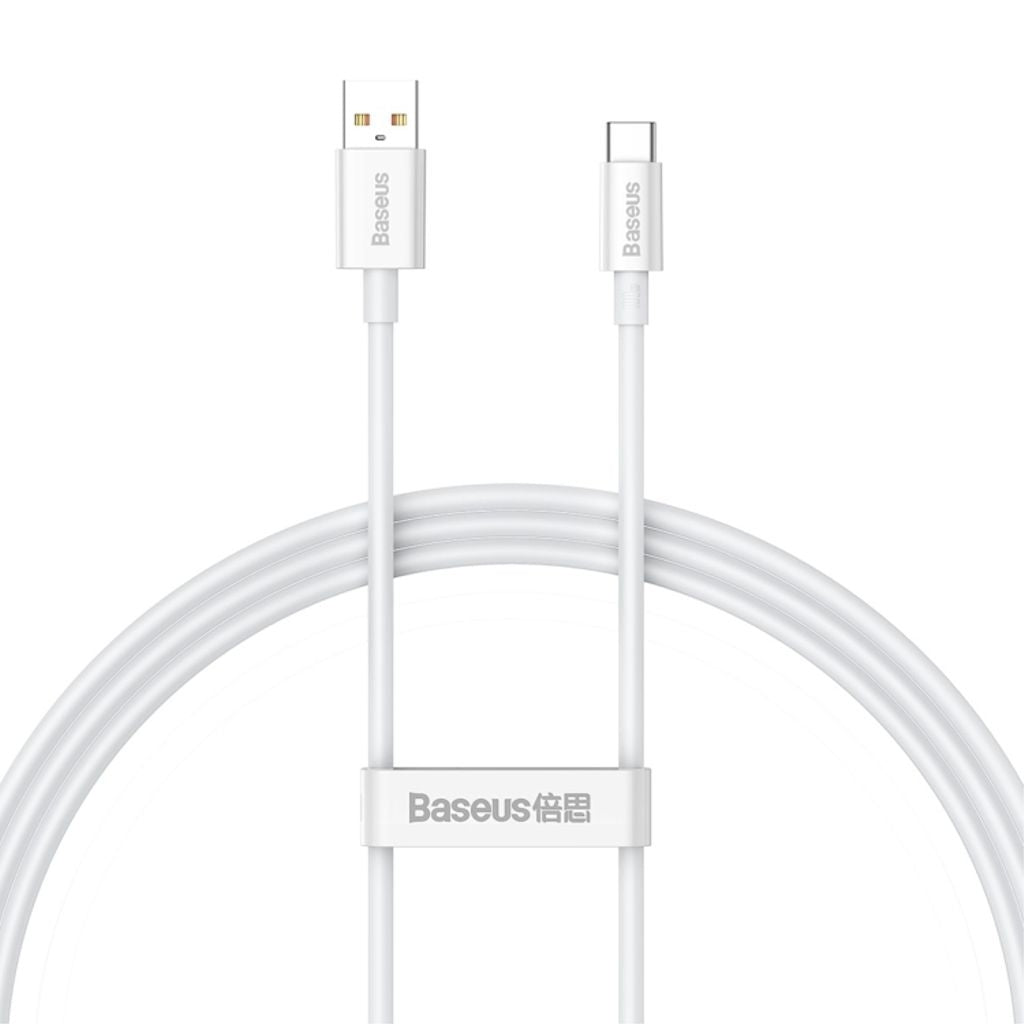 Baseus USB-A to USB-C Fast charging cable 100W, 1m - White