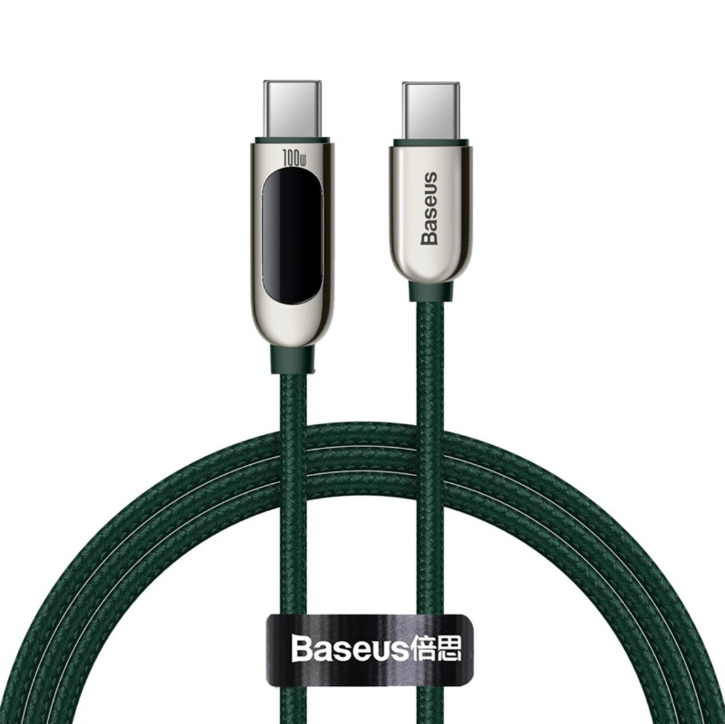 Baseus USB-C Cable with Display, 100W, 1m - Green