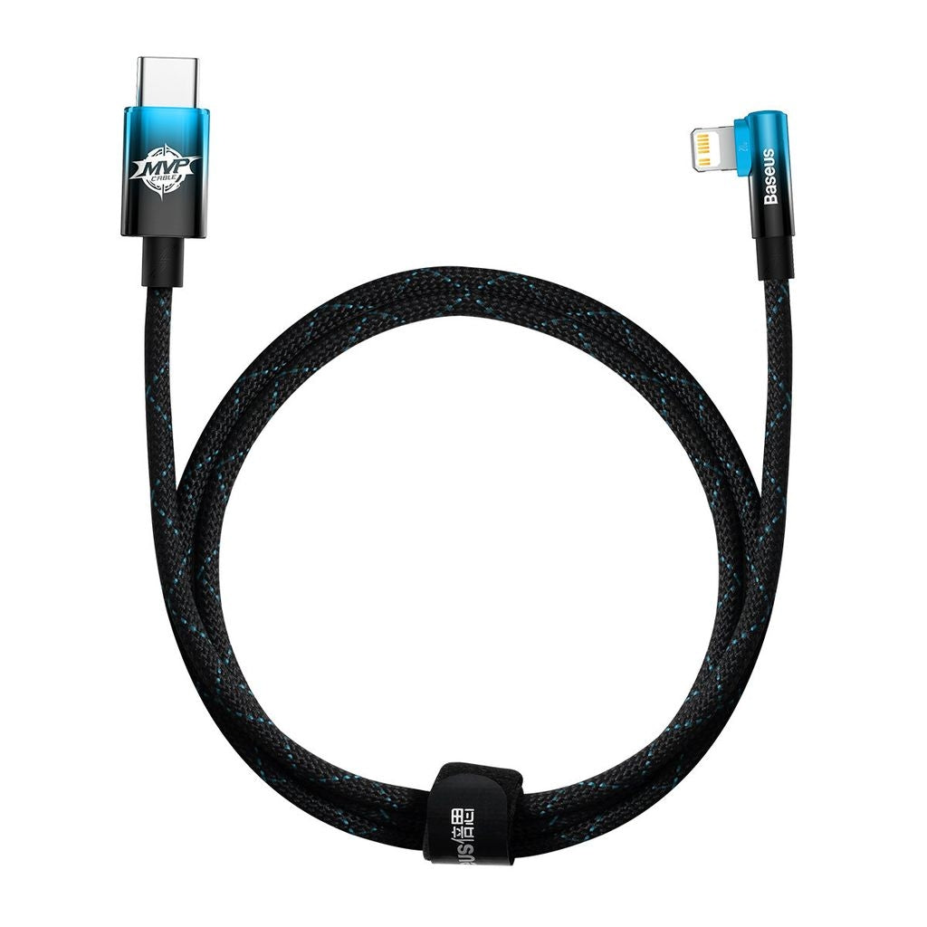 Baseus USB-C to Lightning cable, angled, 20W, 1m - Black/Blue