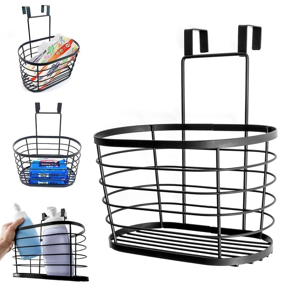 Basket for cabinet door: Metal, black, practical storage
