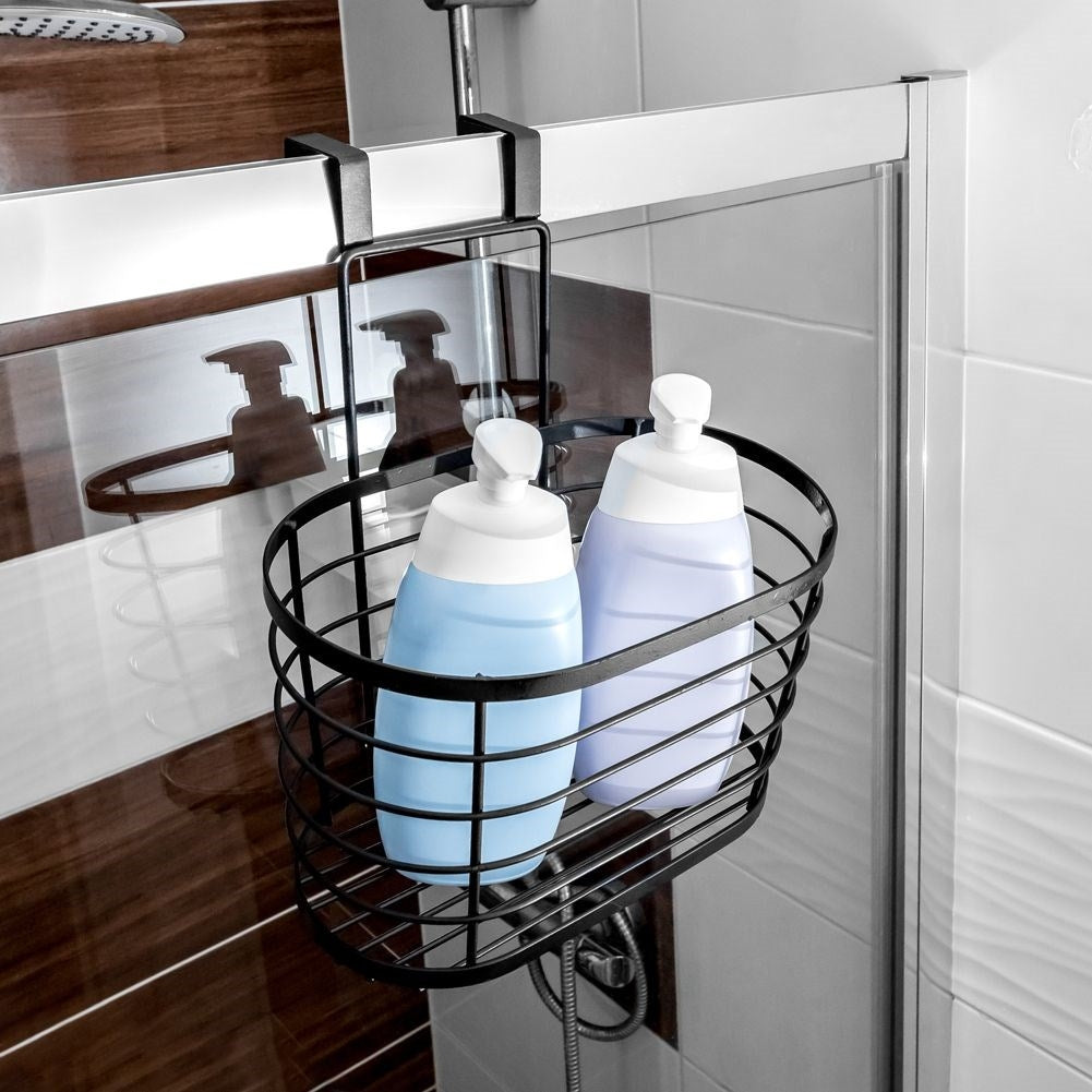 Basket for cabinet door: Metal, black, practical storage