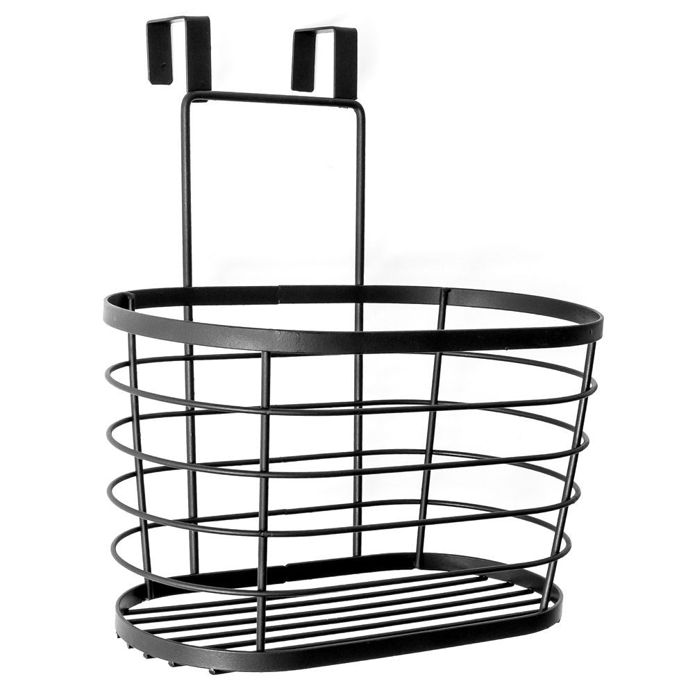Basket for cabinet door: Metal, black, practical storage