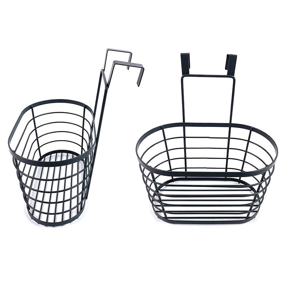 Basket for cabinet door: Metal, black, practical storage