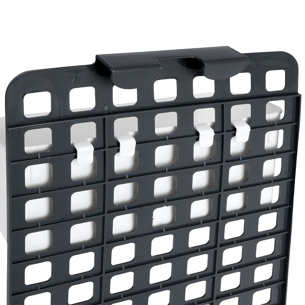 Basket for cabinet doors or shower cubicles with three compartments
