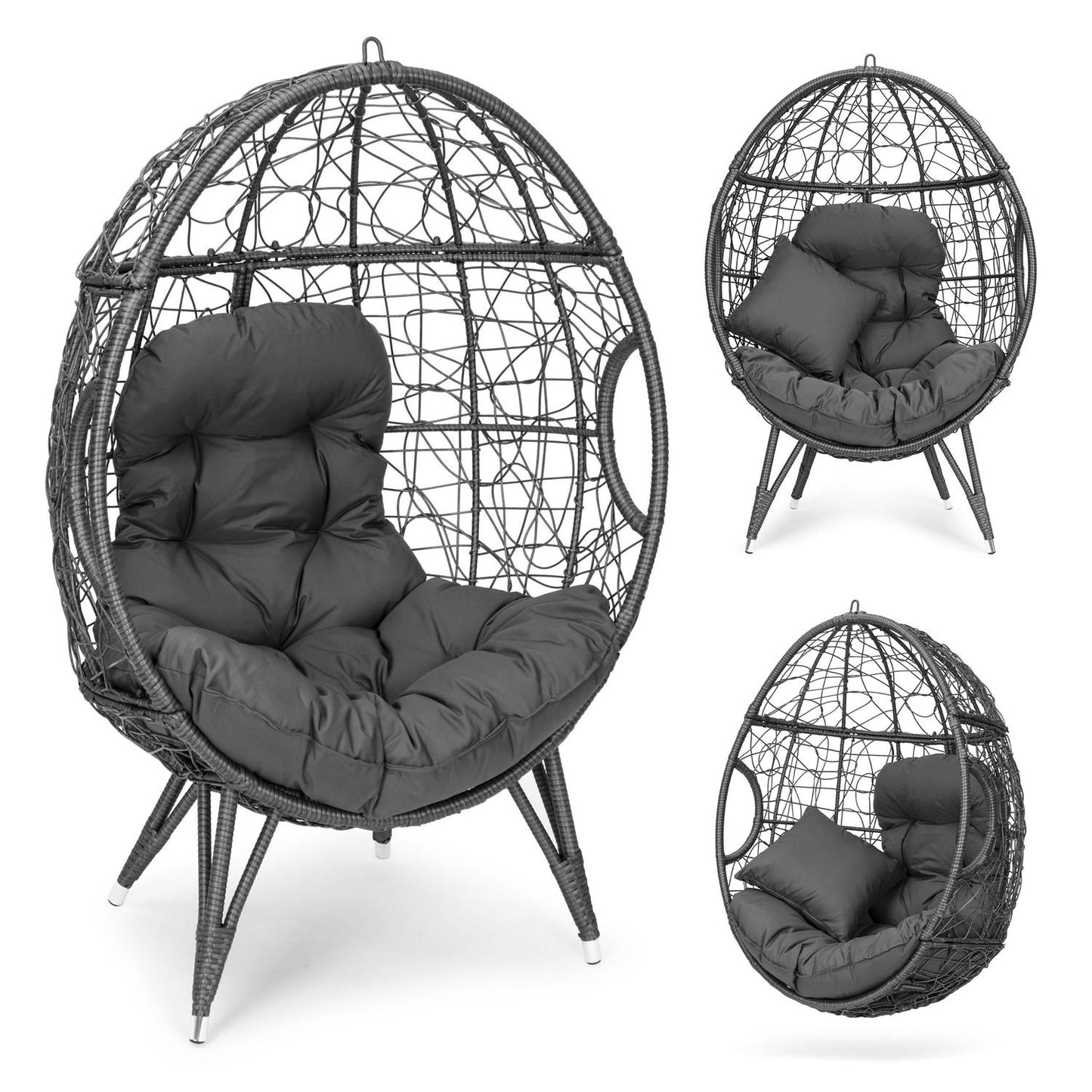 Basket, free-standing garden armchair, hanging basket, cocoon, gray