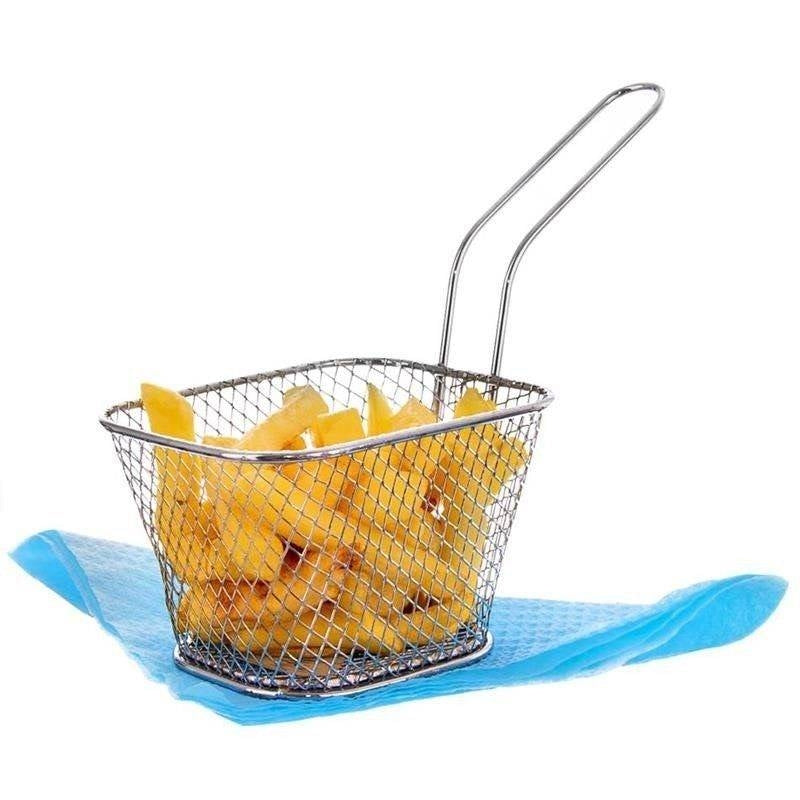 Basket with handle for elegant serving of fries and vegetables