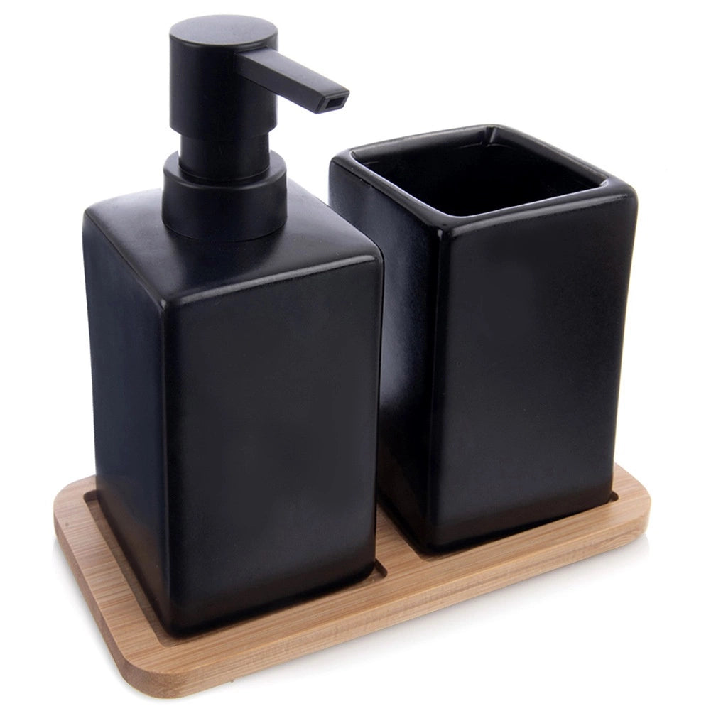 Bathroom Accessory Set, Black Dolomite, 3-Piece