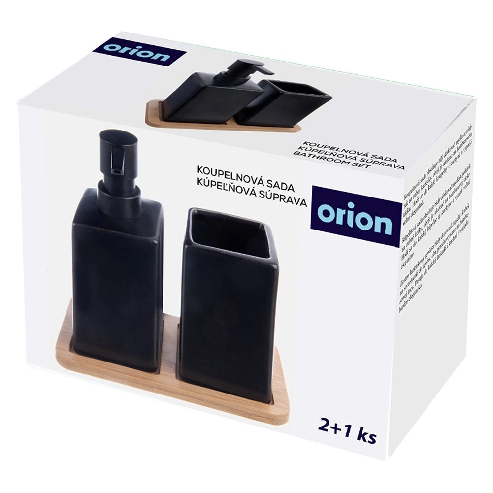 Bathroom Accessory Set, Black Dolomite, 3-Piece