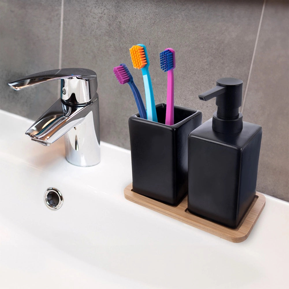 Bathroom Accessory Set, Black Dolomite, 3-Piece