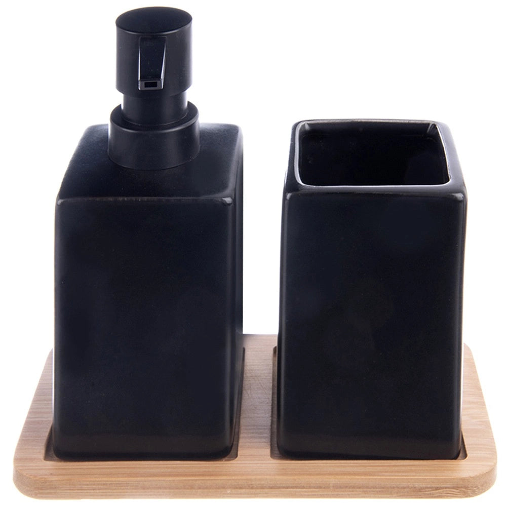 Bathroom Accessory Set, Black Dolomite, 3-Piece