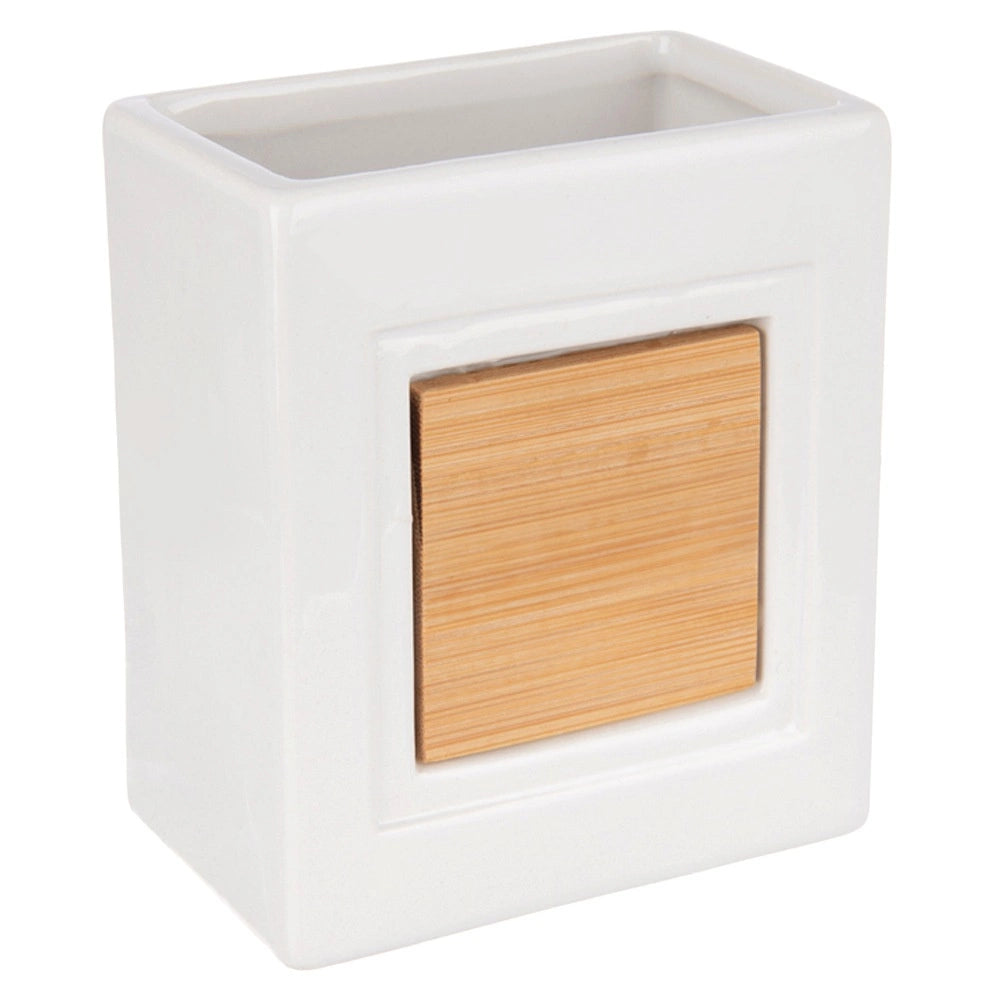 Bathroom Accessory Set, Dolomite & Bamboo, 3-Piece