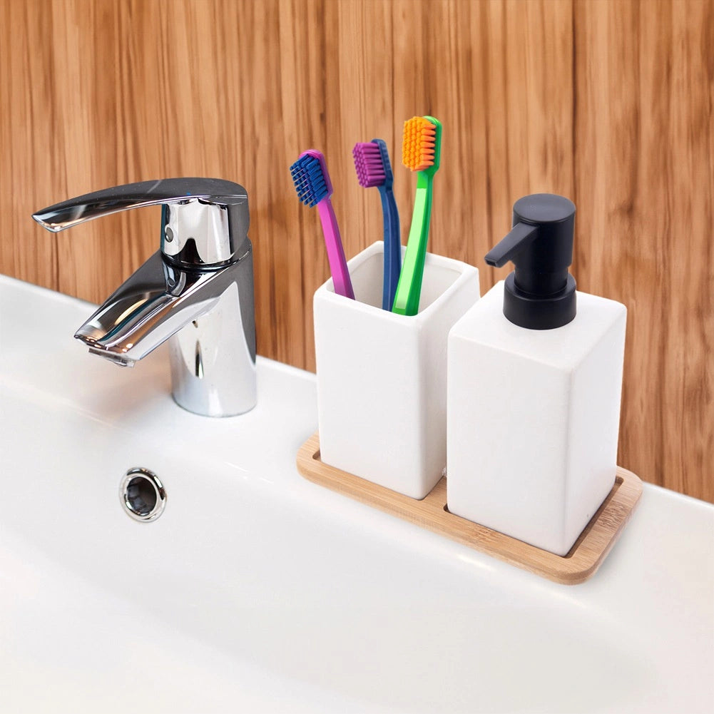 Bathroom Accessory Set, White Dolomite, 3-Piece
