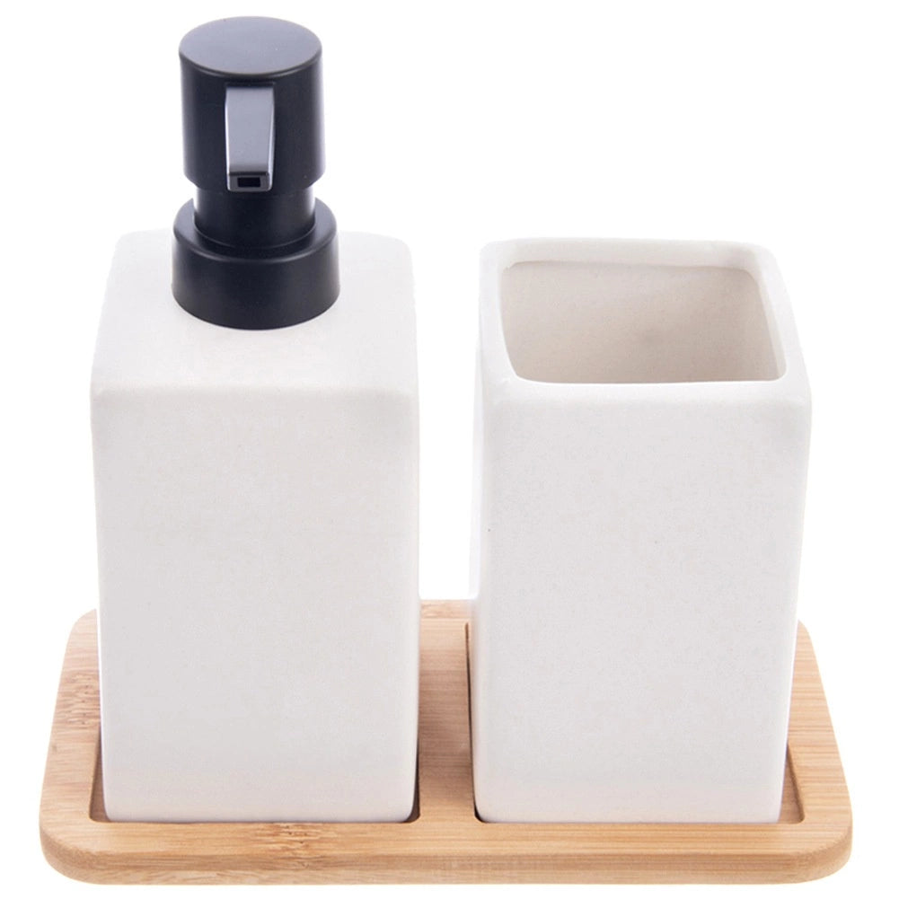 Bathroom Accessory Set, White Dolomite, 3-Piece